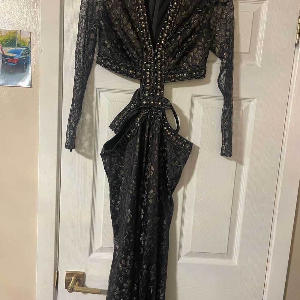 Elegant Black and Gold Women's Dress